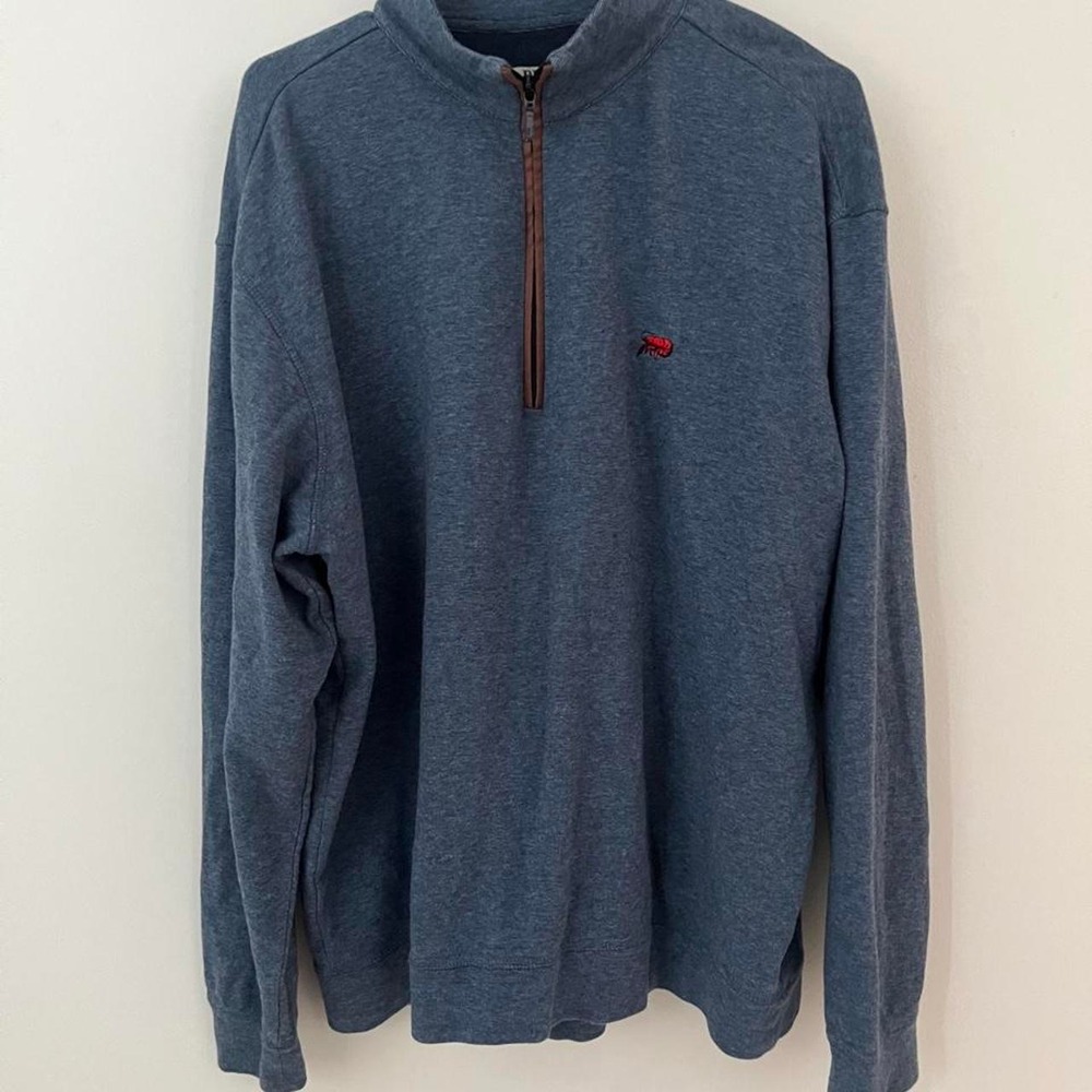 Perlis 1939 Men's Quarter Zip Pullover Sweater Size Large Blue Gray